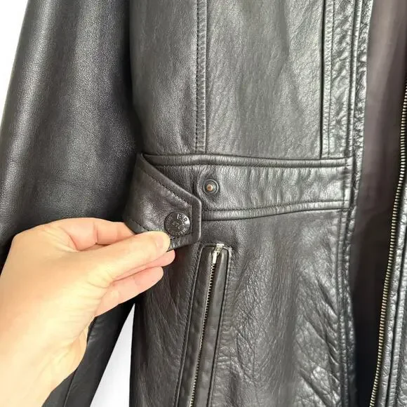 Vintage Banana Republic Dark Brown Military Heavy Leather Jacket Women's Size S - Picture 9 of 12